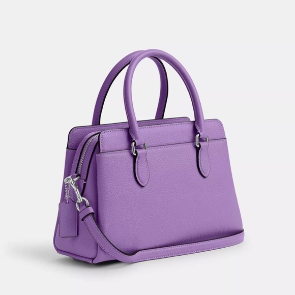 NWT💃Coach Mini Darcie Carryall With Rose Print/Pebble Leather/ Purple - Picture 7 of 13